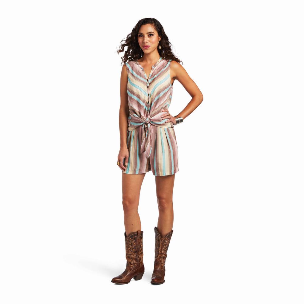 Stripes Women's Ariat Baja Tops | 7934-PLWQC