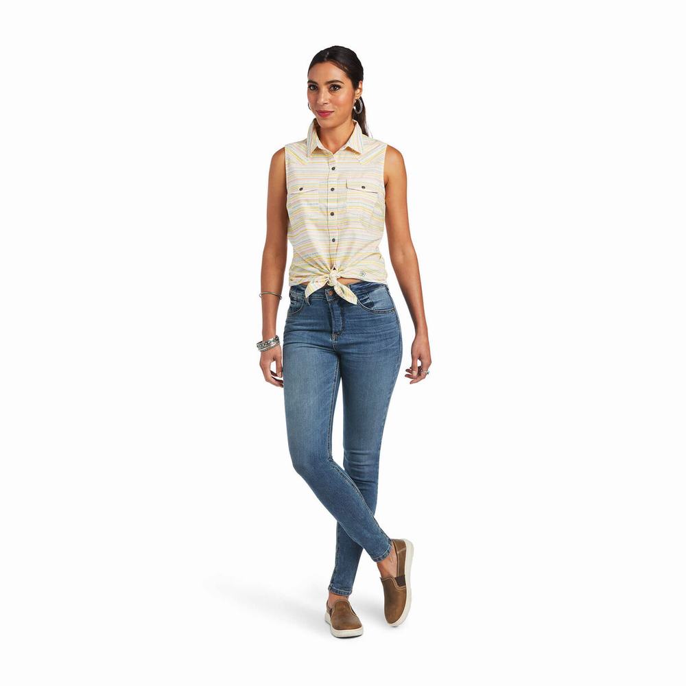 Stripes Women's Ariat Jasmine Tops | 6483-GLMAE