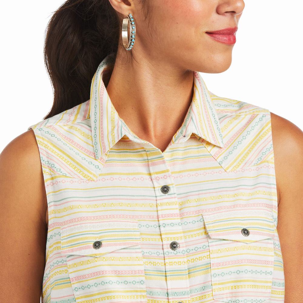 Stripes Women's Ariat Jasmine Tops | 6483-GLMAE