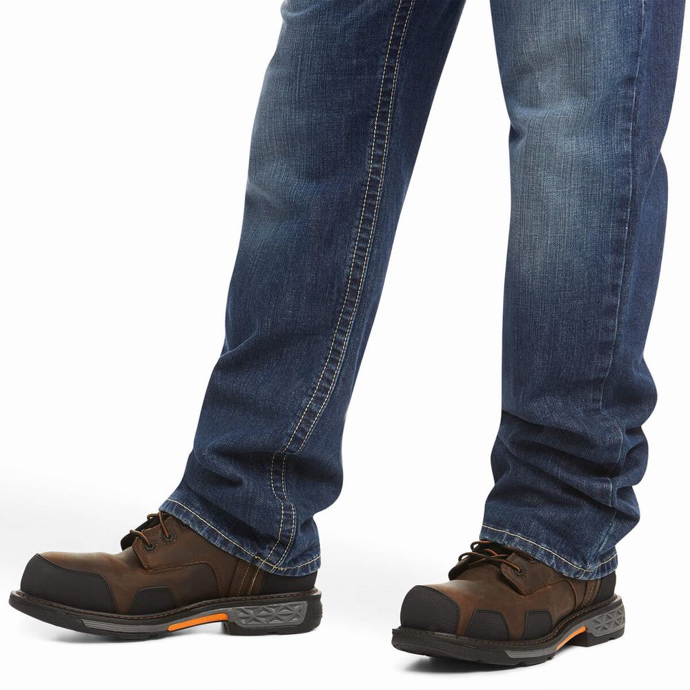 Titanium Men's Ariat FR M3 Loose DuraStretch Vortex Straight-Fit Jeans | 3746-ZXQMJ