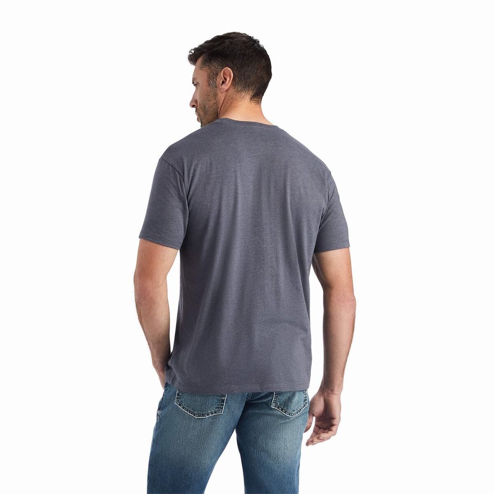 Titanium Men's Ariat Masthead Polo Shirts | 0217-XZJUA