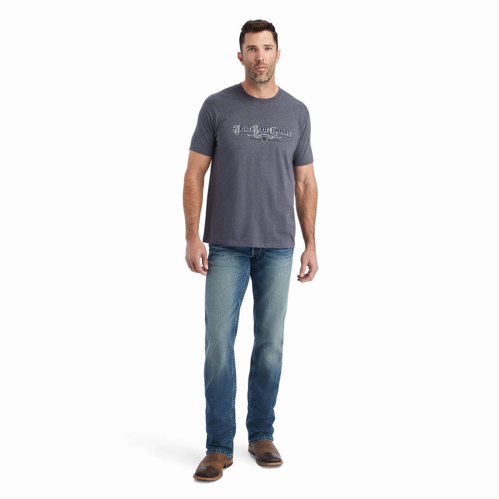 Titanium Men's Ariat Masthead Polo Shirts | 0217-XZJUA