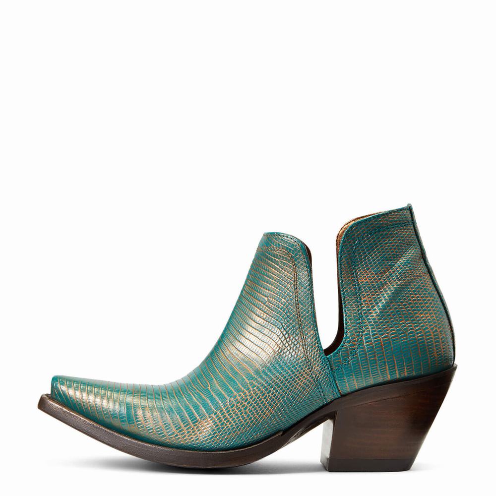 Turquoise Metal Women's Ariat Dixon Lizard Booties | 7159-LGVTS