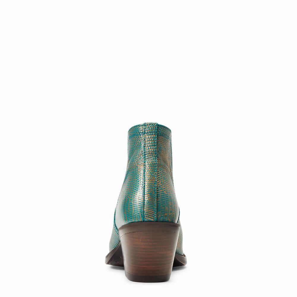 Turquoise Metal Women's Ariat Dixon Lizard Booties | 7159-LGVTS