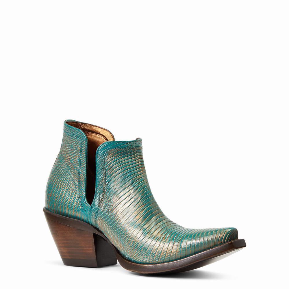 Turquoise Metal Women's Ariat Dixon Lizard Booties | 7159-LGVTS