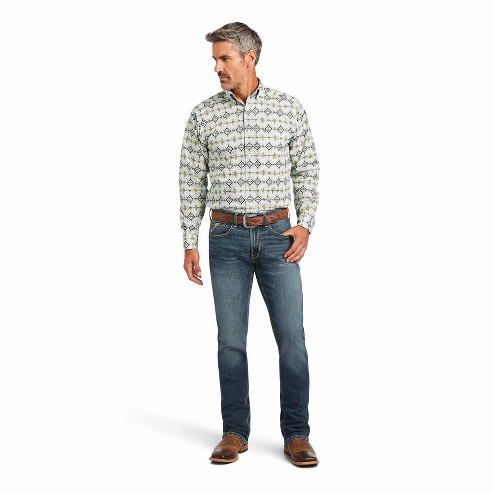 White Men's Ariat Archer Fitted Shirts | 7204-LVYUC