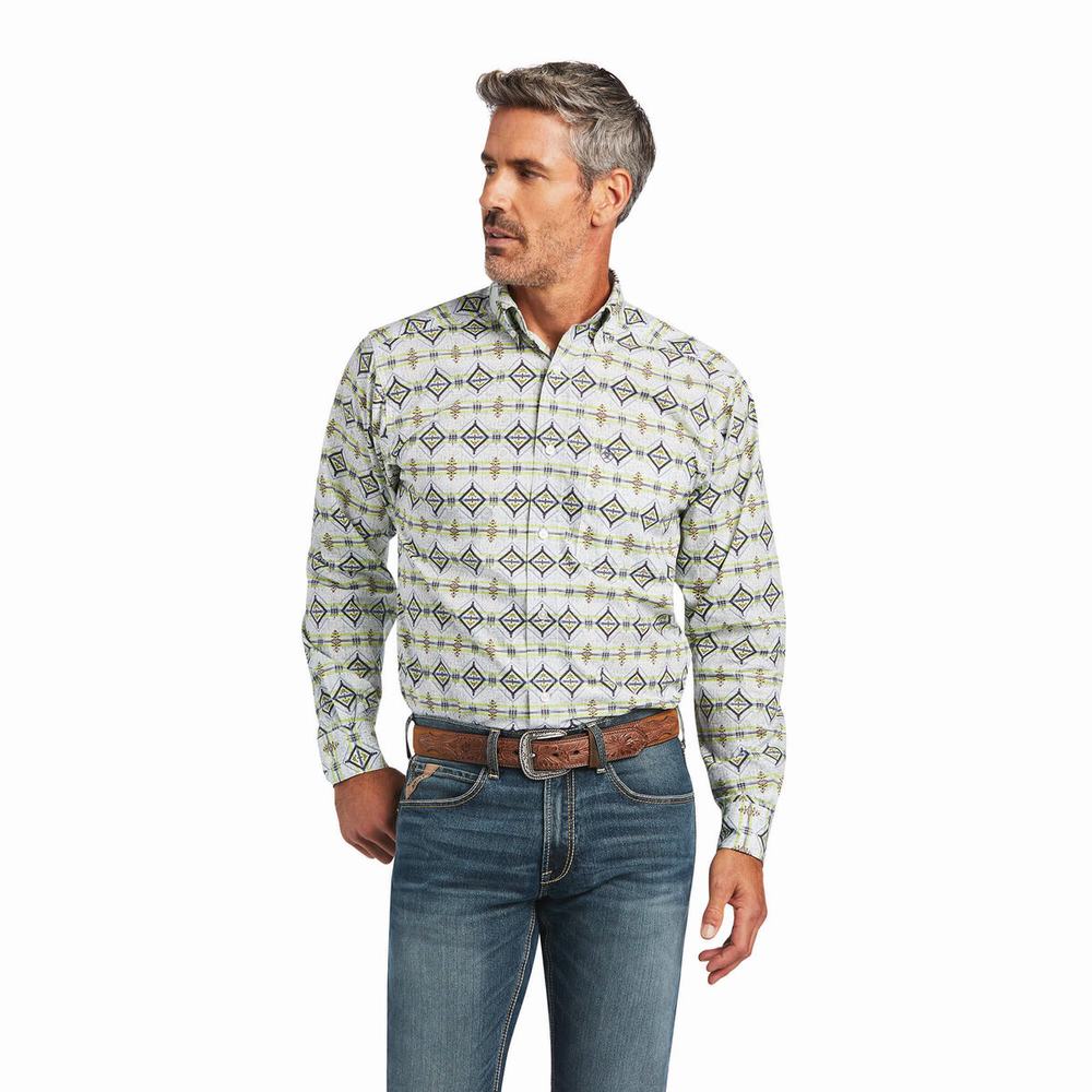 White Men\'s Ariat Archer Fitted Shirts | 7204-LVYUC