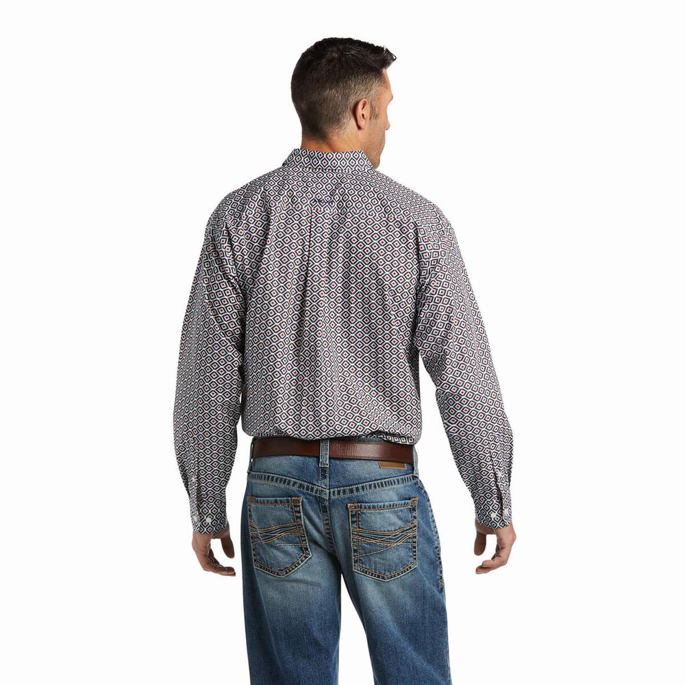 White Men's Ariat Beal Classic Fit Shirts | 3964-GPUDA