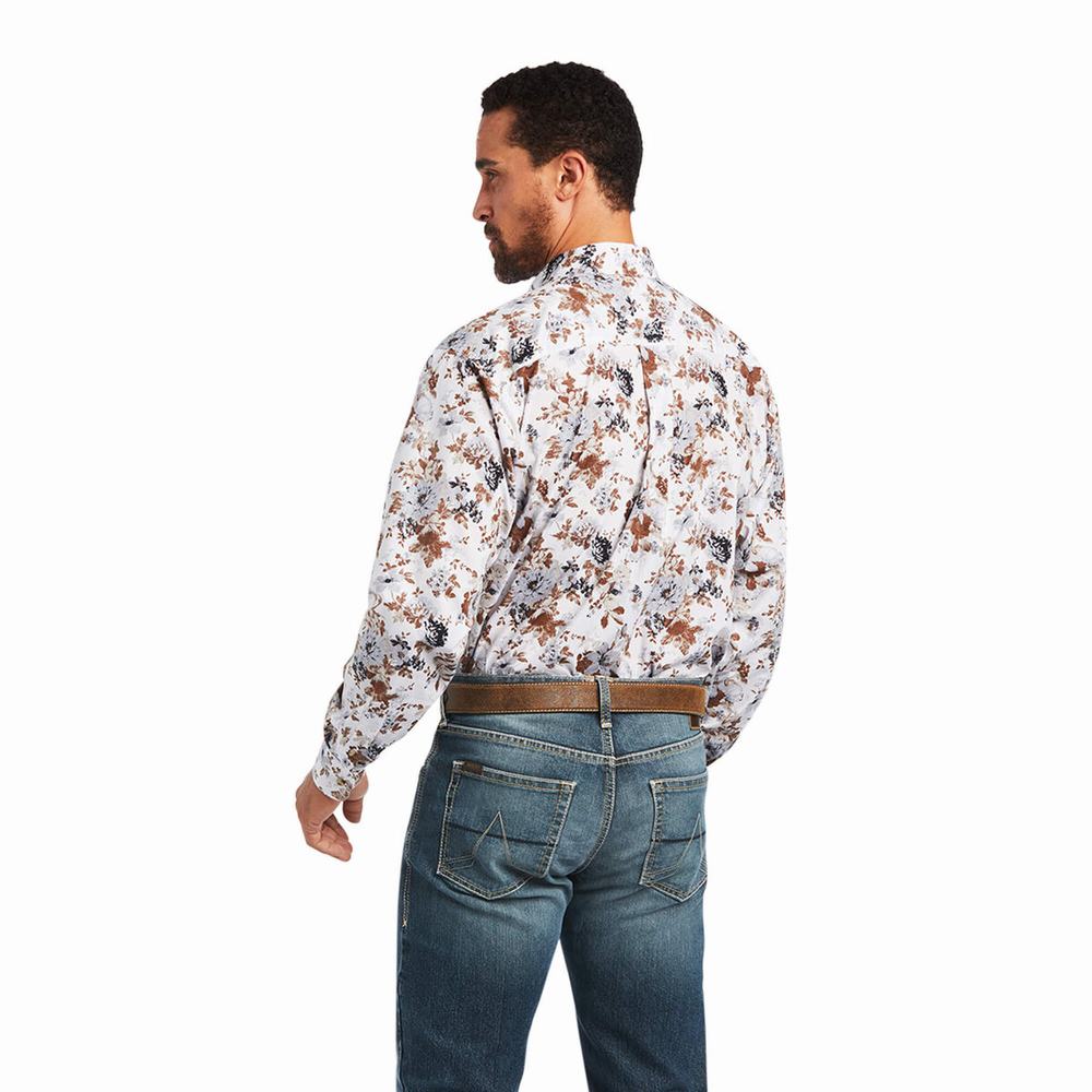 White Men's Ariat Bryant Classic Fit Shirts | 9814-DYJRE