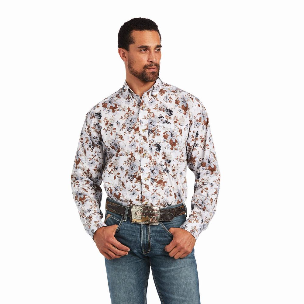 White Men\'s Ariat Bryant Classic Fit Shirts | 9814-DYJRE