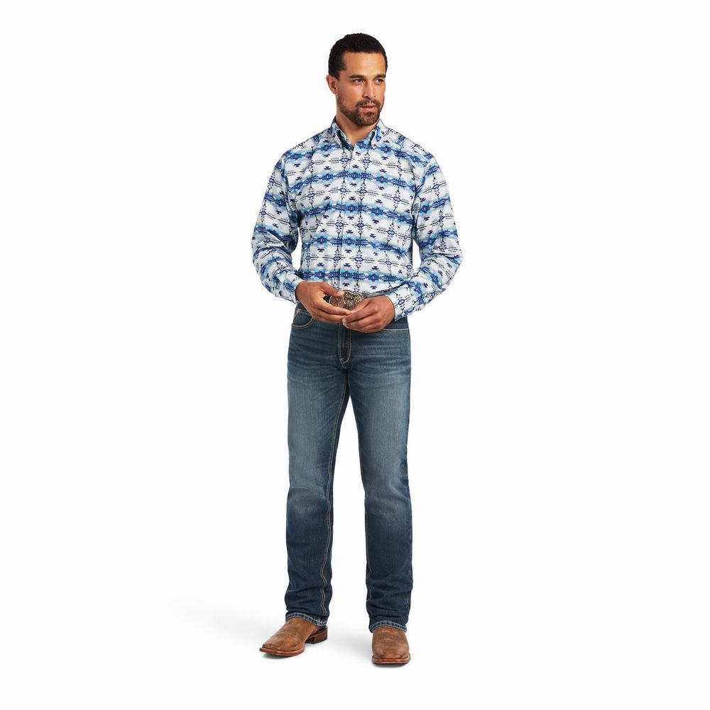 White Men's Ariat Irvin Classic Fit Shirts | 1567-DBXTY