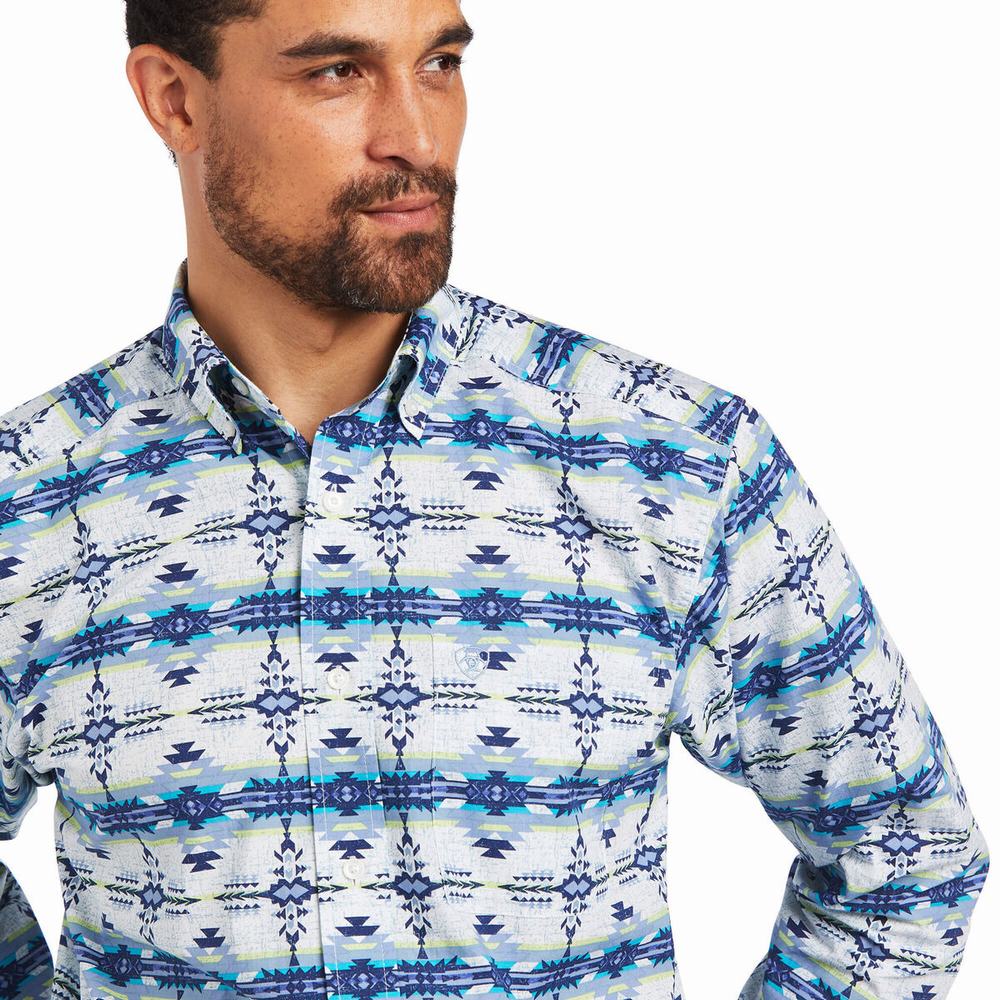 White Men's Ariat Irvin Classic Fit Shirts | 1567-DBXTY