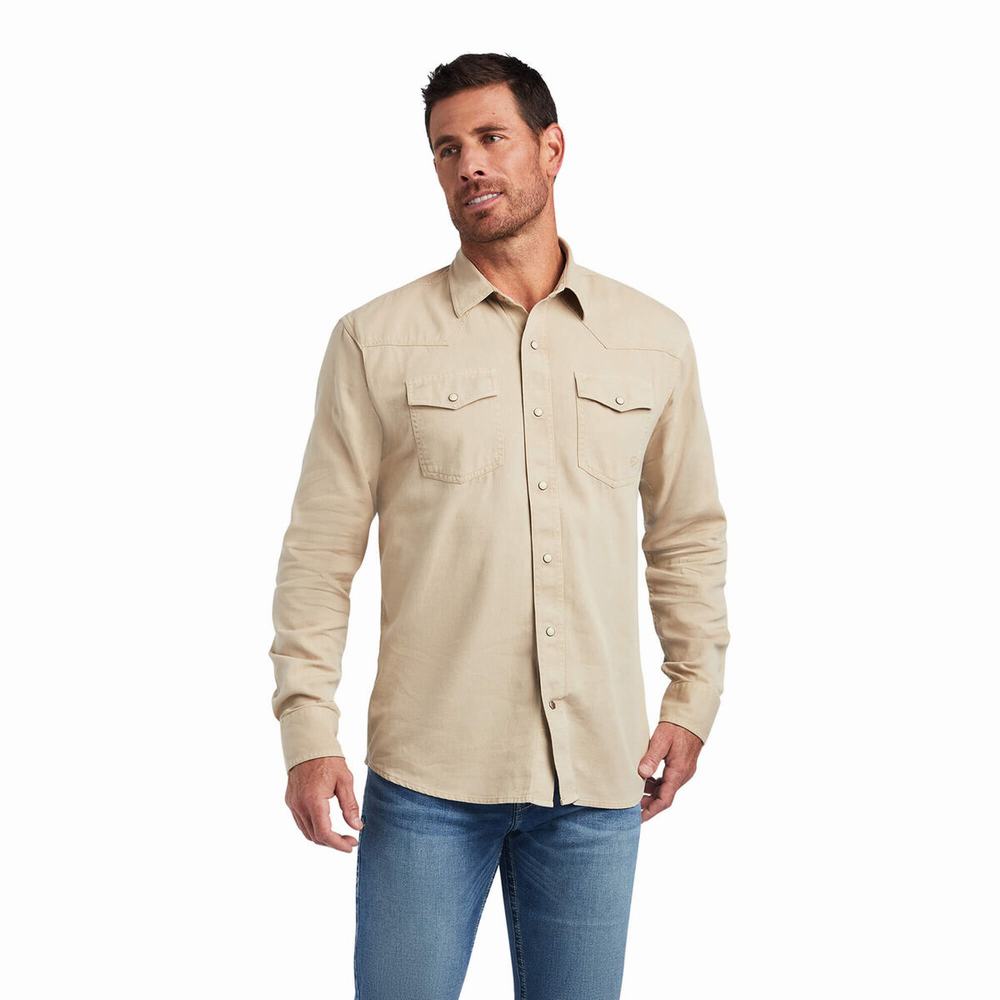 White Men\'s Ariat Jurlington Retro Fit Shirts | 3467-VWEAC