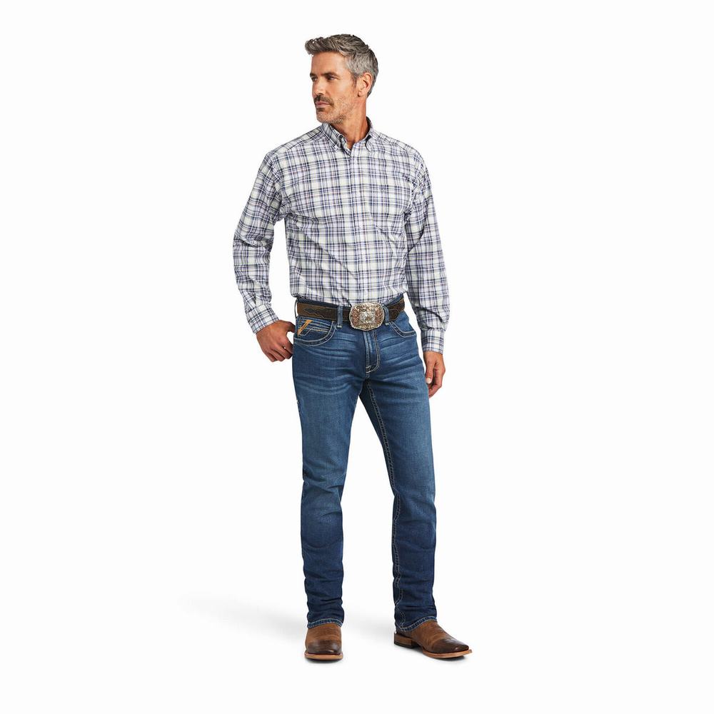 White Men's Ariat Pro Series Brady Classic Fit Shirts | 0613-IVSUD