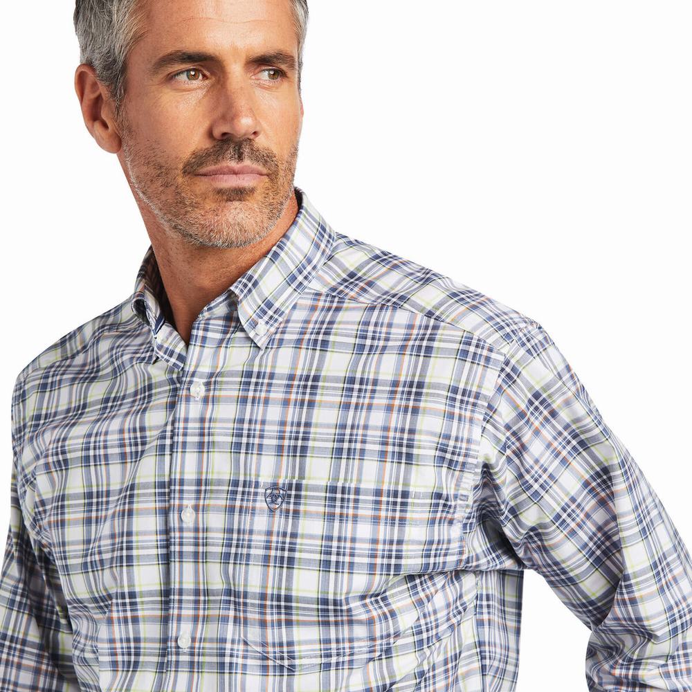 White Men's Ariat Pro Series Brady Classic Fit Shirts | 0613-IVSUD