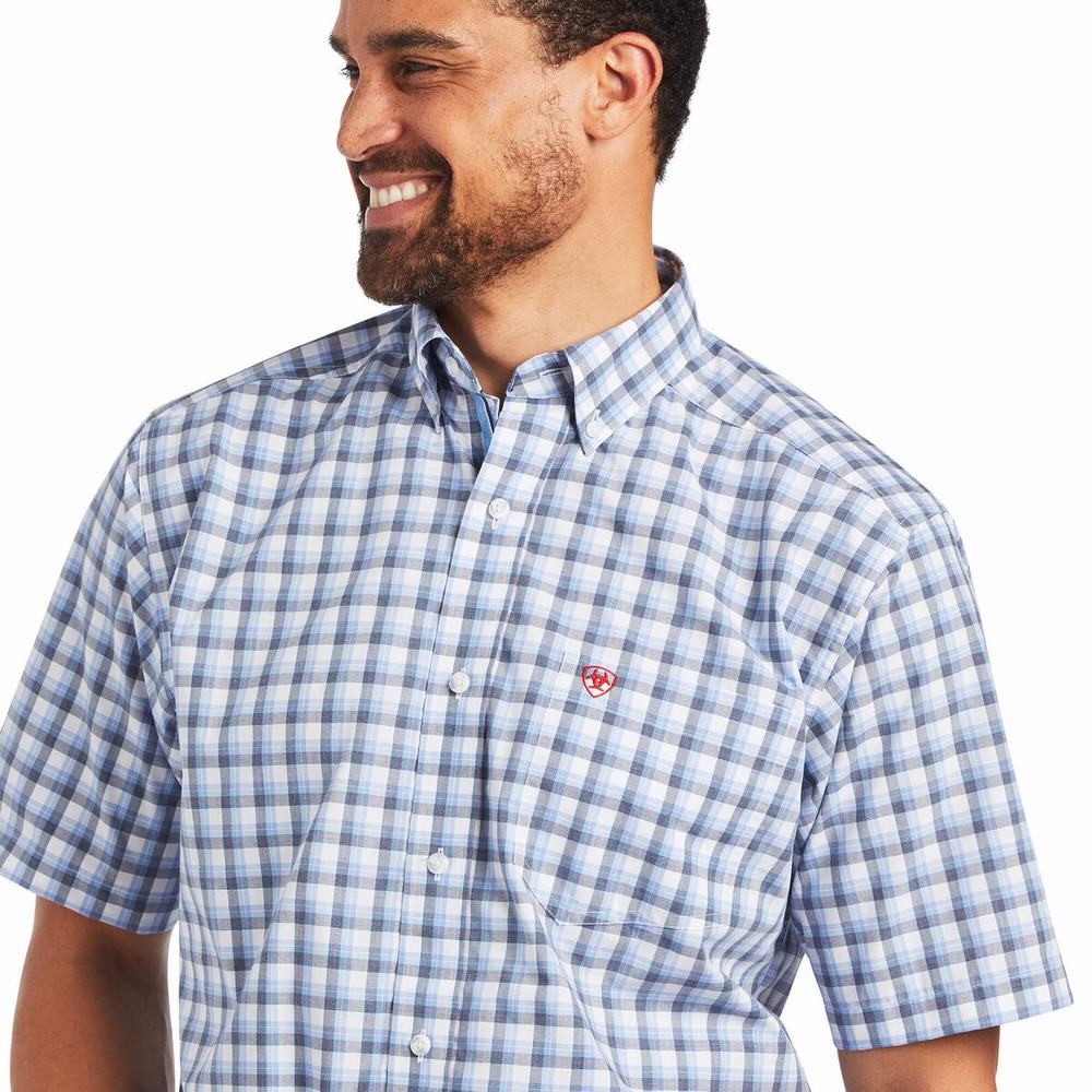 White Men's Ariat Pro Series Fred Classic Fit Shirts | 9381-SFNTO