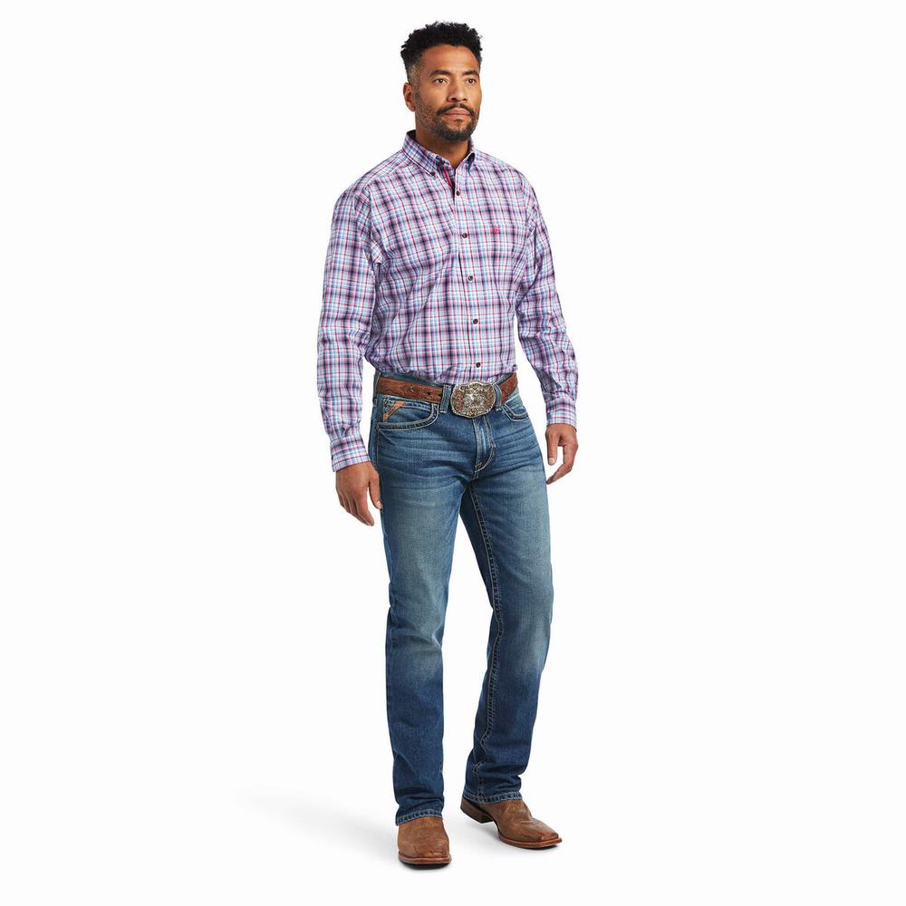 White Men's Ariat Pro Series Matthew Classic Fit Shirts | 5431-IAKXP