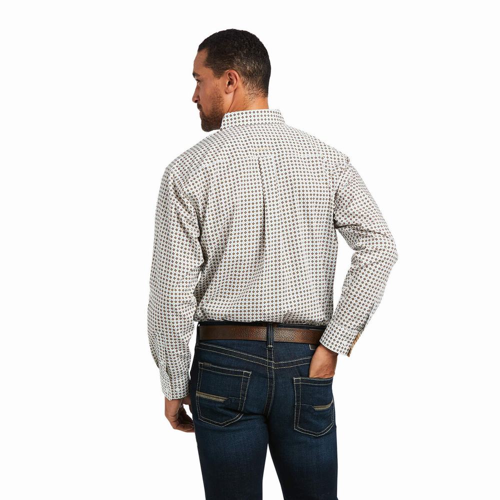 White Men's Ariat Wrinkle Free Hayden Classic Fit Shirts | 1623-IGORT