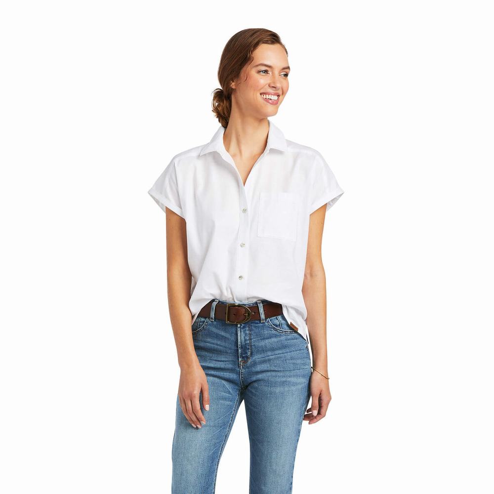 White Women\'s Ariat Zenith Tops | 2890-EVZNQ