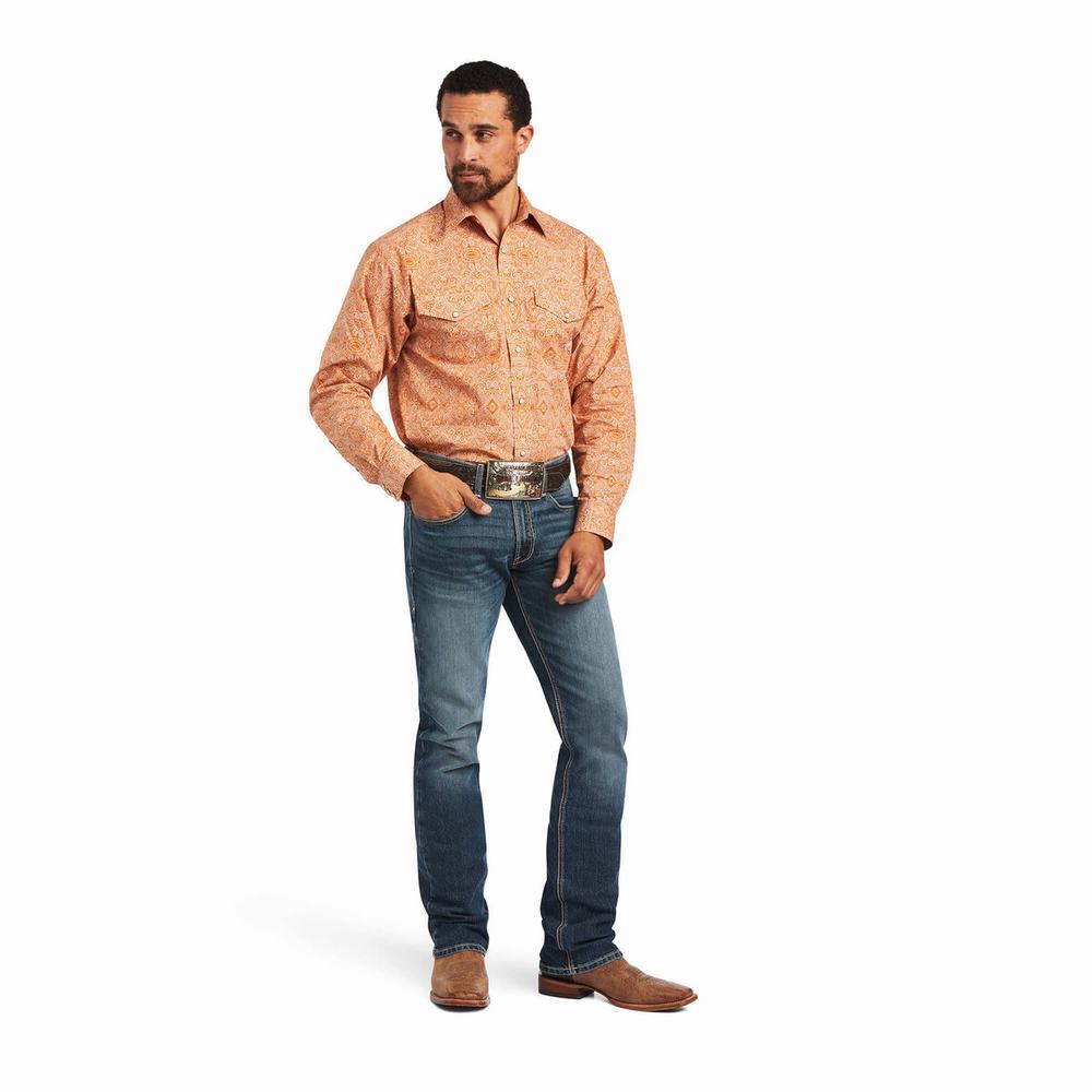 Yellow Men's Ariat Braylon Classic Fit Shirts | 2548-UTYWG