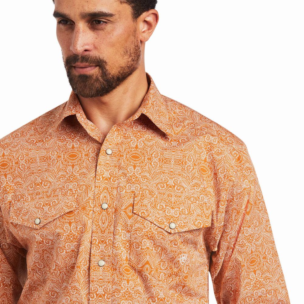 Yellow Men's Ariat Braylon Classic Fit Shirts | 2548-UTYWG