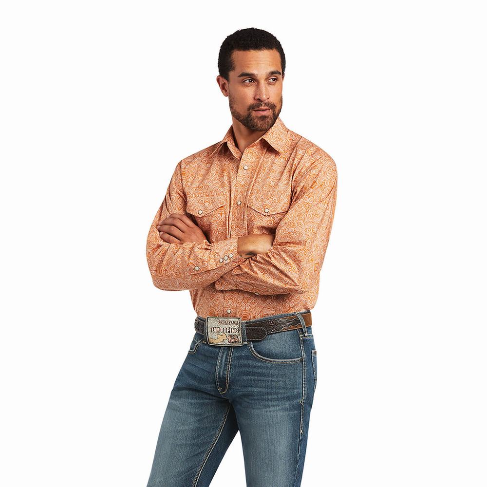 Yellow Men\'s Ariat Braylon Classic Fit Shirts | 2548-UTYWG