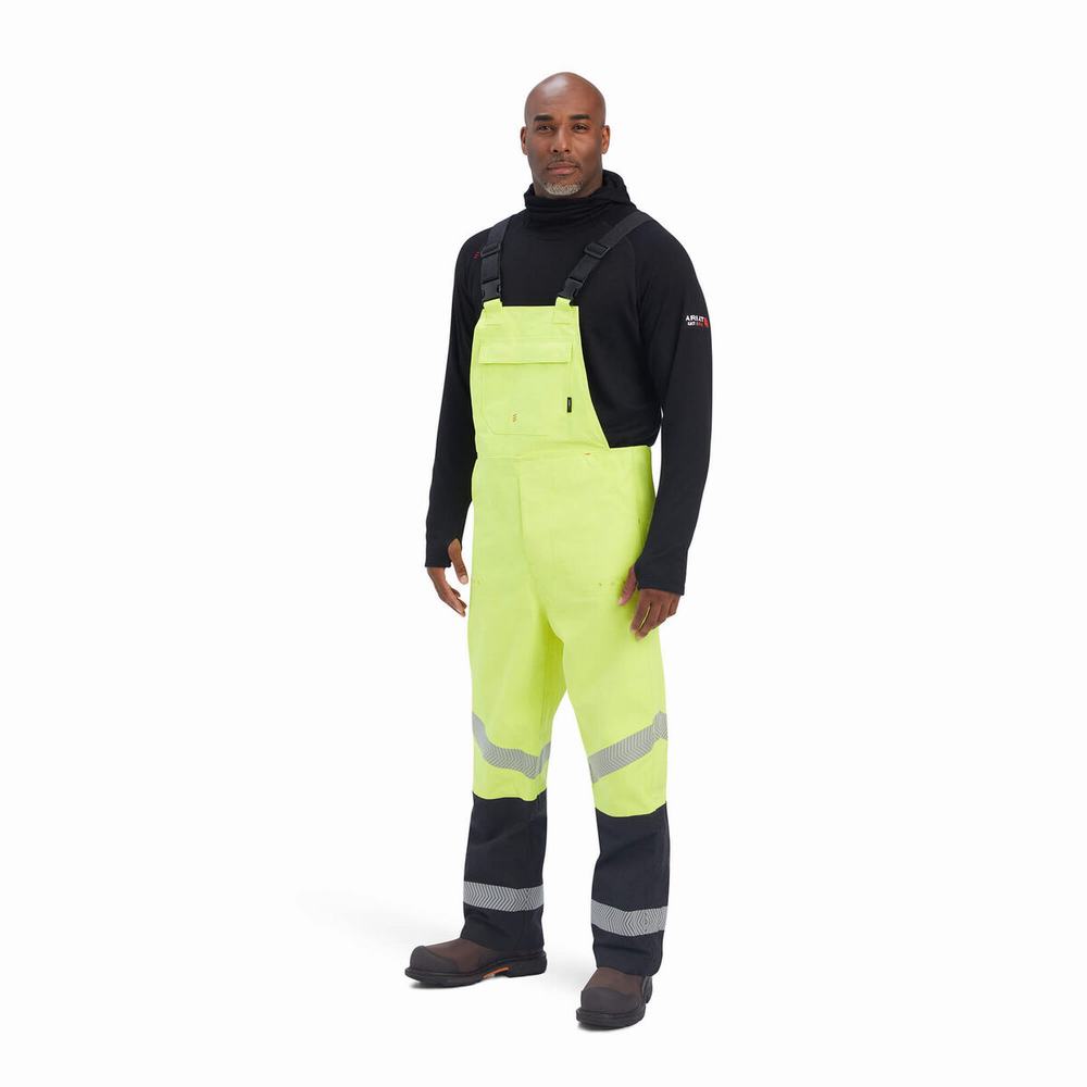 Yellow Men\'s Ariat FR Hi-Vis Waterproof Pants | 3714-OAGHW