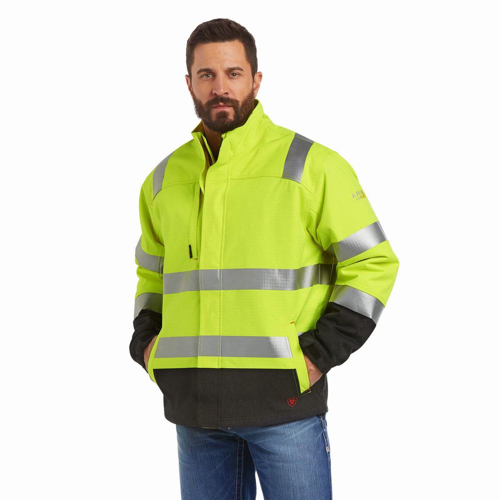 Yellow Men\'s Ariat FR Hi-Vis Waterproof Insulated Jackets | 9720-VRGUS